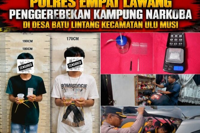 Polres Empat Lawang Polda Sumatera Selatan Gerebek Kampung Narkoba di Desa Batu Lintang kecamatan Ulu Musi